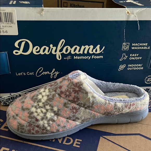dearfoams Shoes - Dearfoams Pink and Blue Plush Slippers